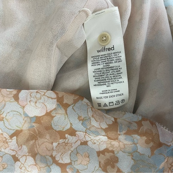 Wilfred x Aritzia Alexis Button-Up Ruffle Floral Chiffon Blouse Women's Size L - Picture 6 of 11